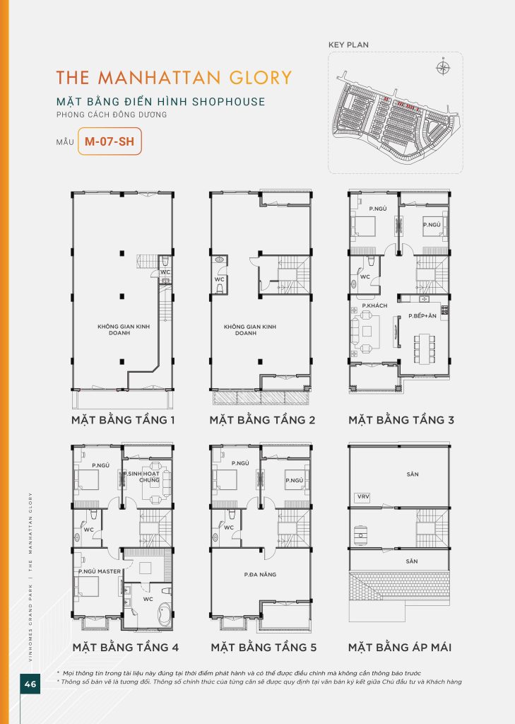 Mặt bằng nhà phố liền kề mẫu M-07-LK Manhattan Glory Vinhomes Grand Park.