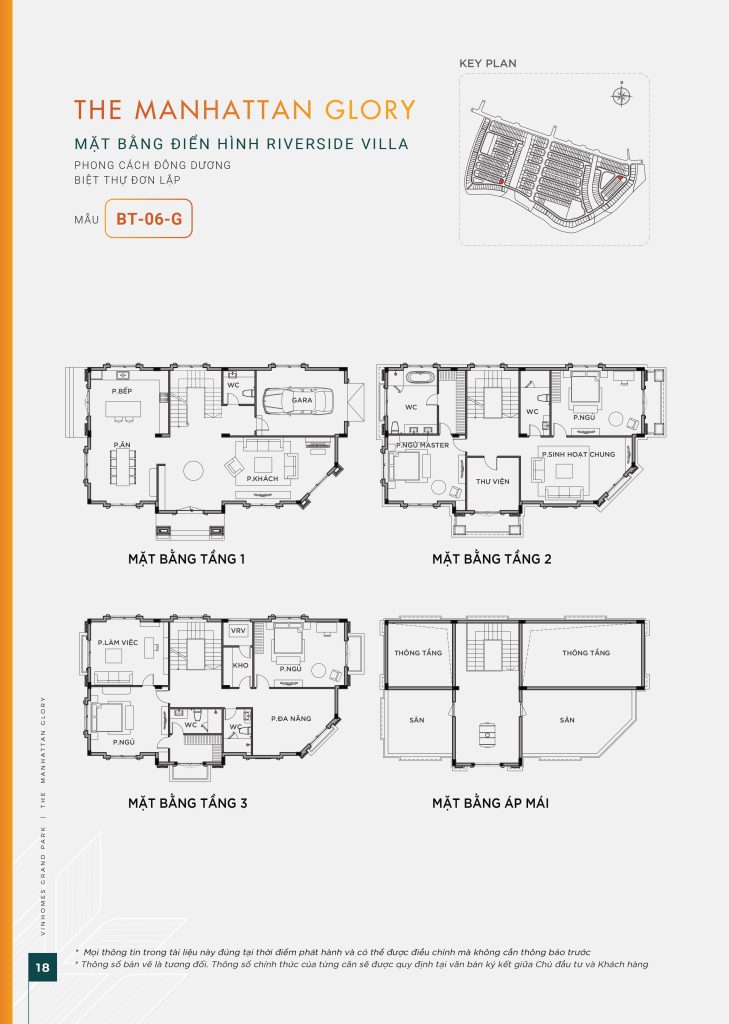 Mặt bằng biệt thự đơn lập Riverside Villa mẫu BT-06-G