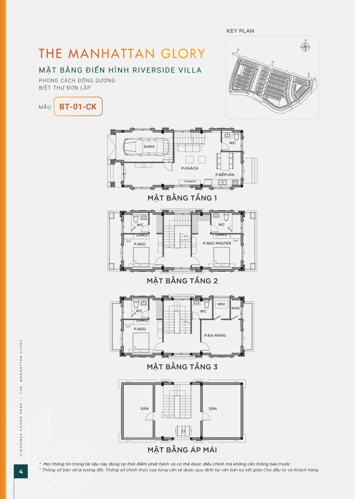 Mặt bằng thiết kế biệt thự đơn lập Riverside Villa mẫu BT-01-CK