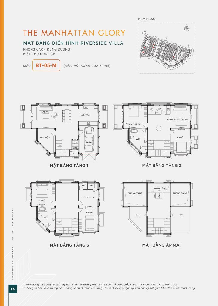Mặt bằng biệt thự đơn lập mẫu BT-05-M Vinhomes Grand Park phong cách Đông Dương