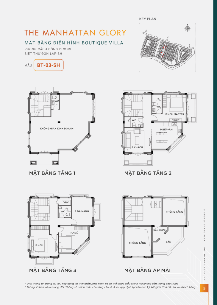 Sơ đồ công năng Boutique Villa BT-03-SH Vinhomes Grand Park mẫu biệt thự đơn lập thương mại.