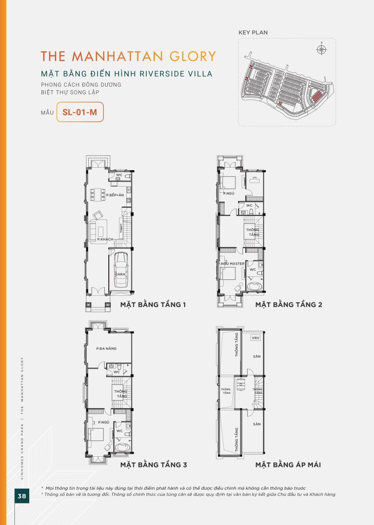 Mặt bằng biệt thự song lập Riverside Villa mẫu SL-01-M The Manhattan Glory.