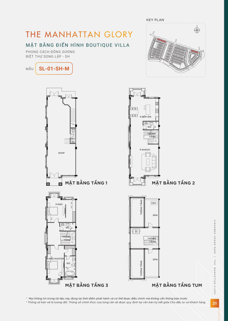 Mặt bằng biệt thự song lập SL-01-SH-M The Manhattan Glory đối xứng