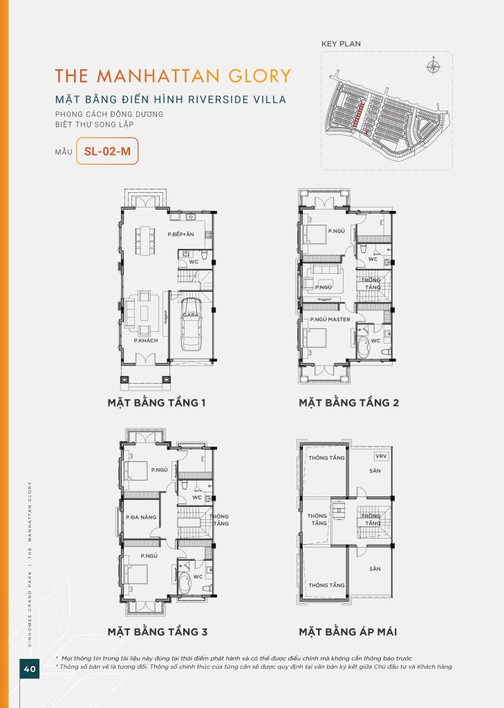 Sơ đồ mặt bằng biệt thự song lập mẫu SL-02-M Riverside Villa Vinhomes Grand Park.