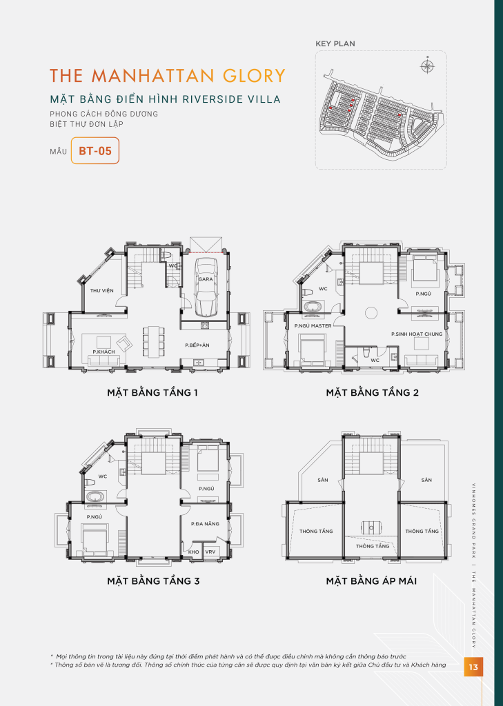 Thiết kế mặt bằng biệt thự đơn lập mẫu BT-05 Manhattan Glory Vinhomes Grand Park