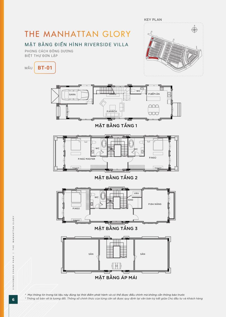 Bản vẽ mặt bằng điển hình biệt thự đơn lập Riverside Villa mẫu BT-01