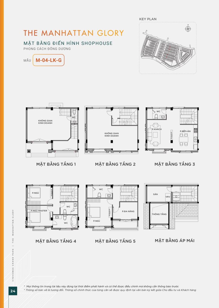 Mặt bằng shophouse mẫu M 04 LK G phong cách Đông Dương Manhattan Glory