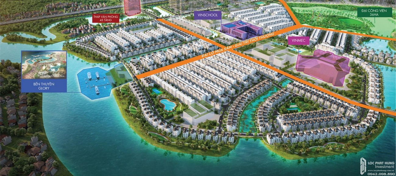 Phối cảnh tổng thể dự án nhà phố The Manhattan Glory Quận 9 Đường Nguyễn Xiển chủ đầu tư Vingroup
