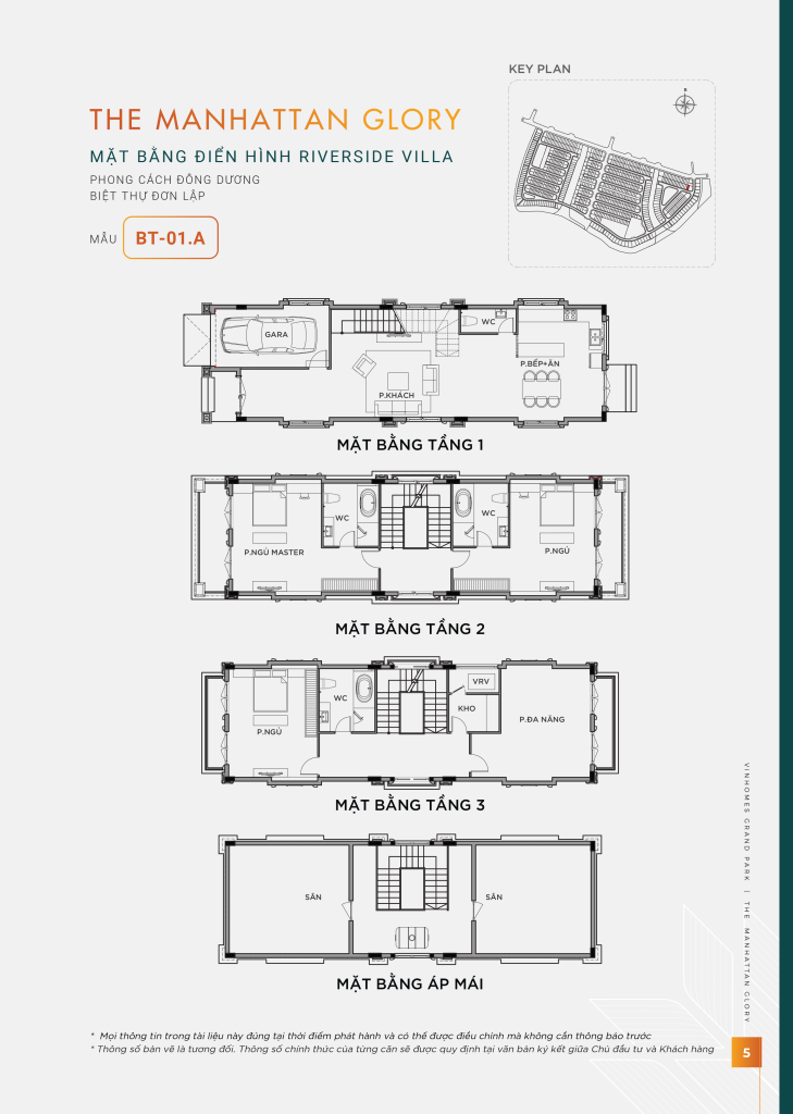 Sơ đồ mặt bằng biệt thự đơn lập Riverside Villa mẫu BT-01.A