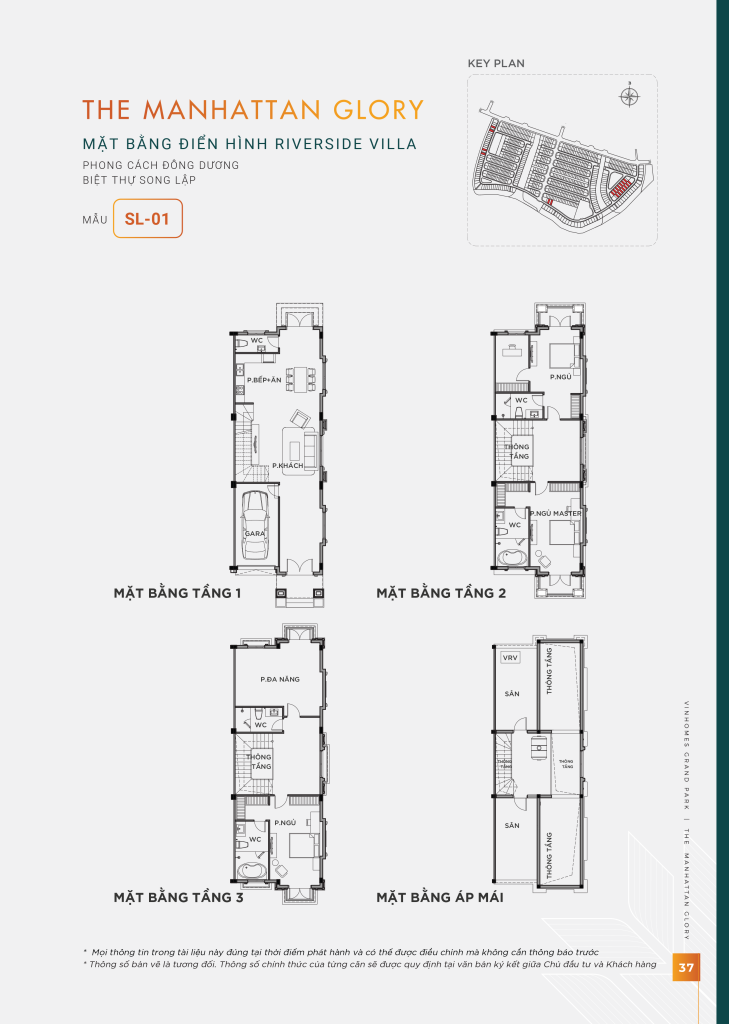 Sơ đồ mặt bằng biệt thự song lập Riverside Villa mẫu SL-01 Manhattan Glory.