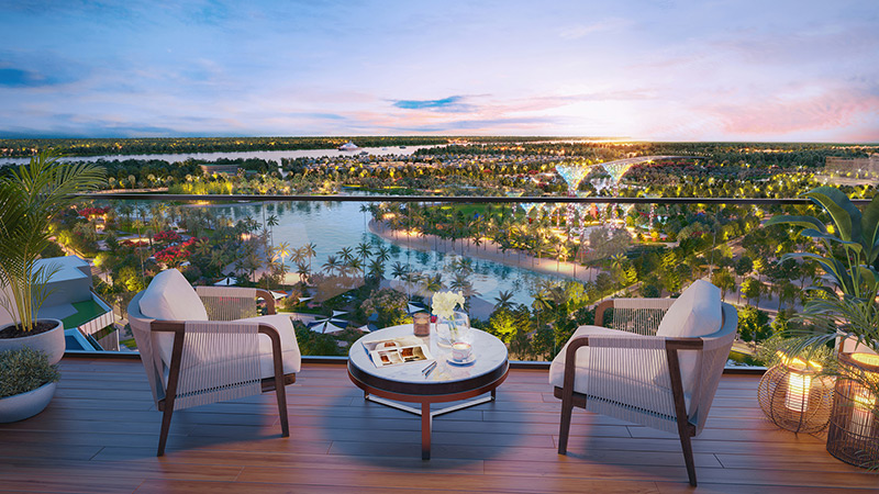 Tầm nhìn panorama từ ban công căn hộ Masteri Centre Point hướng ra công viên ánh sáng 36ha và sông Đồng Nai.